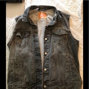 Men’s Denim Levi Vest, Black/Gray, Large